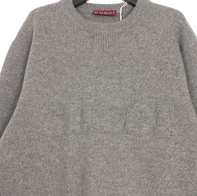 Gucci 2025 Cruise Collection Logo Embossed Wool Crewneck Knit Sweater Long