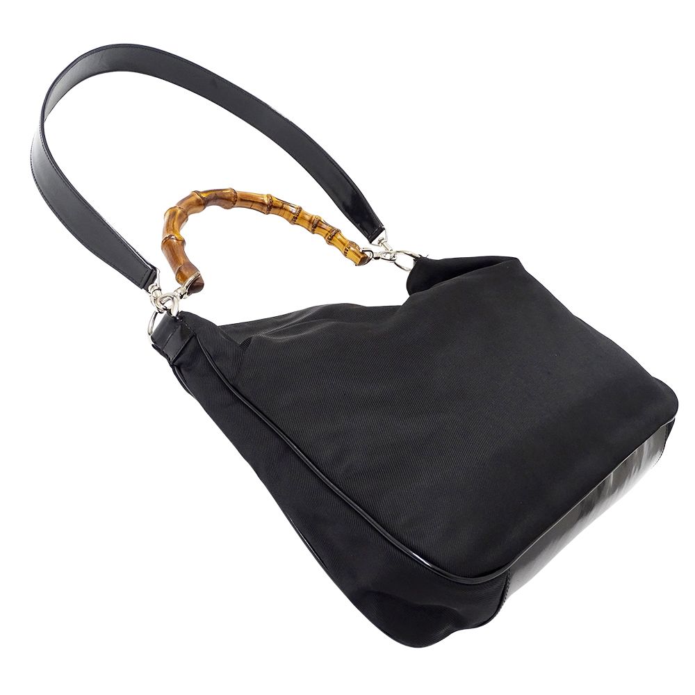 Gucci Bag Women'S Brand Shoulder Bag 2way Bamboo Nylon Black 001 1553 1577