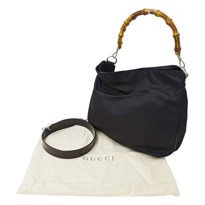 Gucci Bag Women'S Brand Shoulder Bag 2way Bamboo Nylon Black 001 1553 1577