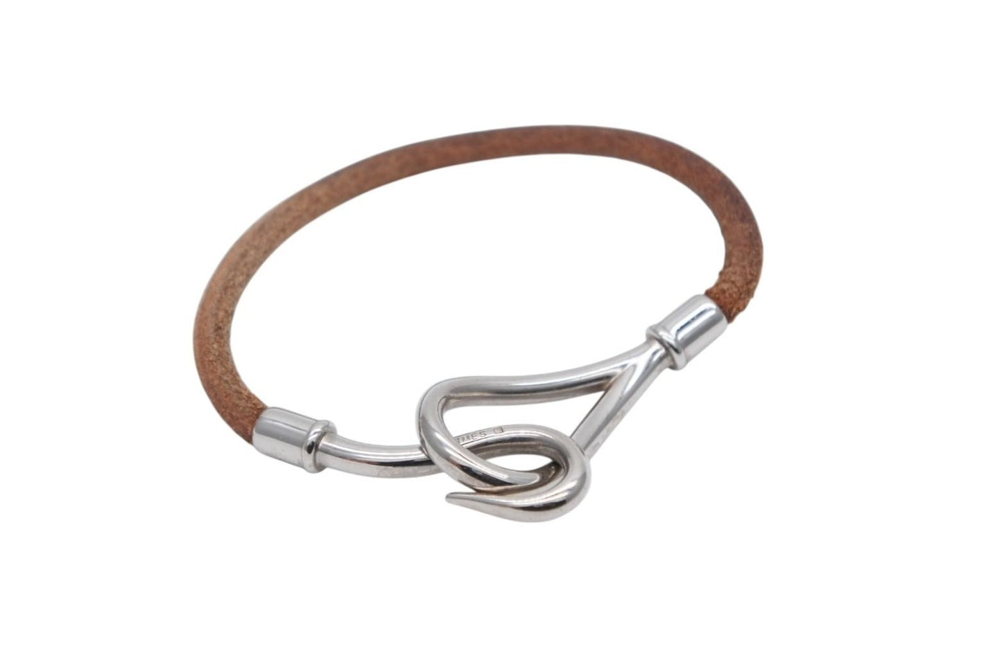 Hermes Jumbo H Bracelet Leather Brown Silver — view 2