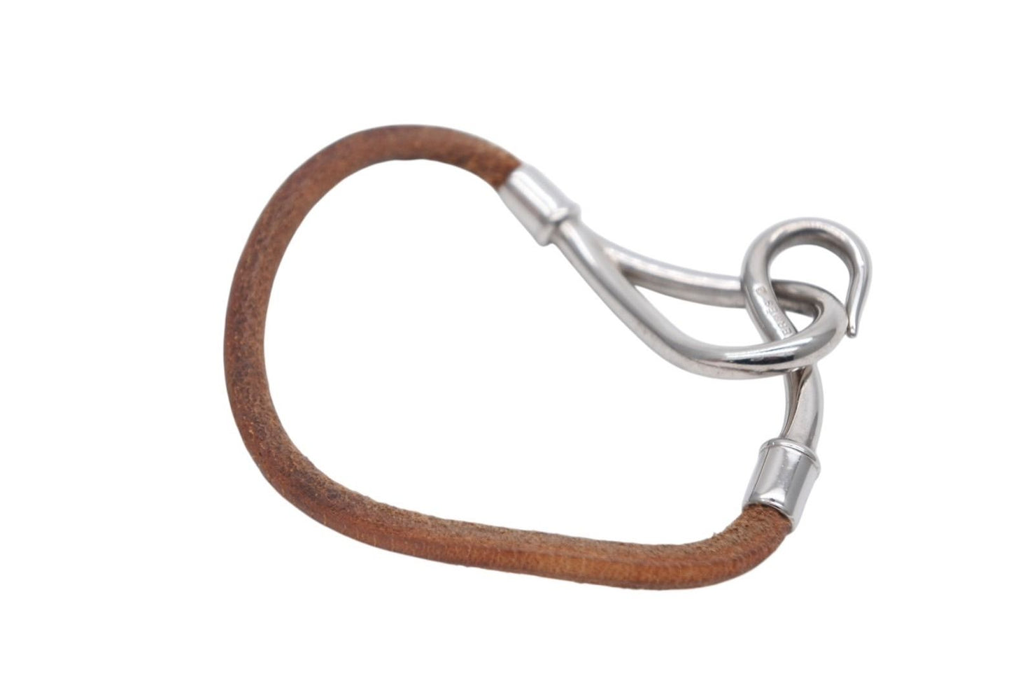 Hermes Jumbo H Bracelet Leather Brown Silver — view 5