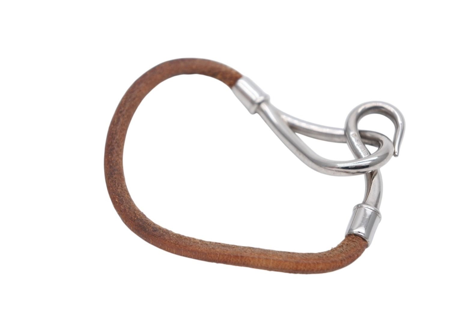 Hermes Jumbo H Bracelet Leather Brown Silver — view 5
