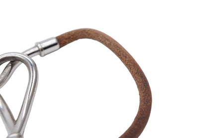 Hermes Jumbo H Bracelet Leather Brown Silver — view 8
