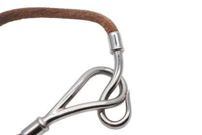 Hermes Jumbo H Bracelet Leather Brown Silver — view 7