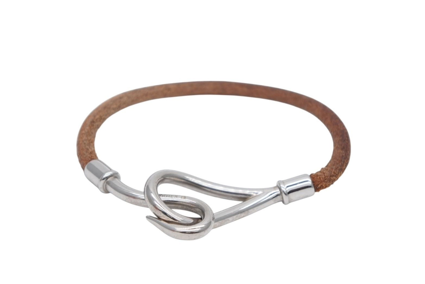 Hermes Jumbo H Bracelet Leather Brown Silver — view 4
