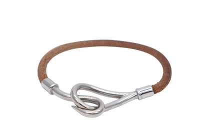 Hermes Jumbo H Bracelet Leather Brown Silver — view 4