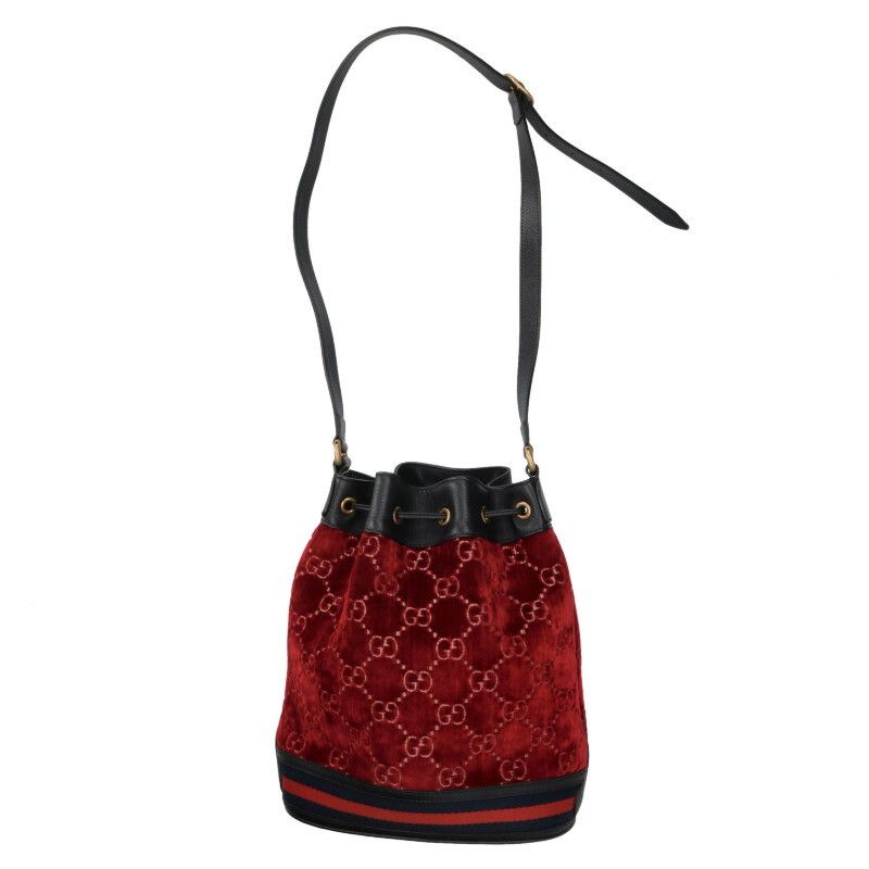Gucci 574960 GG Patterned Velvet Bucket Shoulder Bag for Men