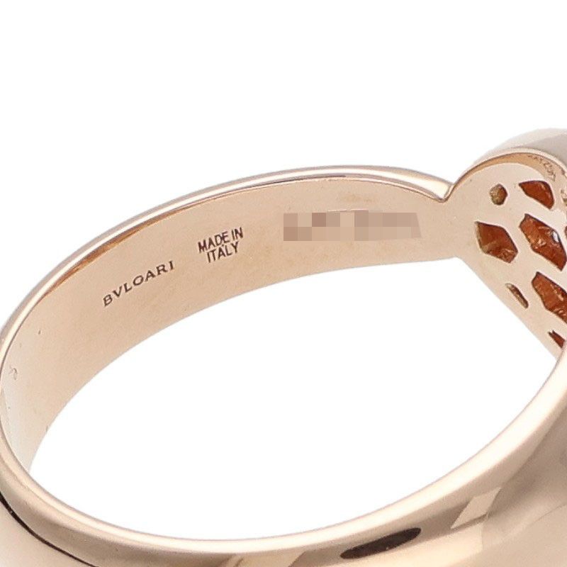 Bvlgari 352688 Serpenti 18k Pink Gold Diamond Malachite Ring Men's Size 16