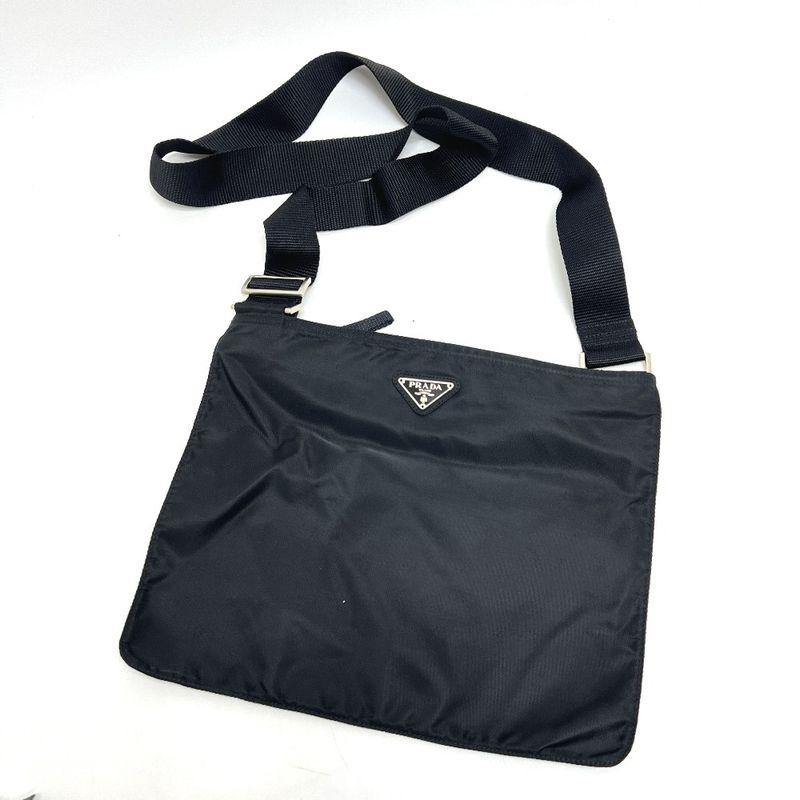 Prada Shoulder Bag Triangle Plate Nylon Black