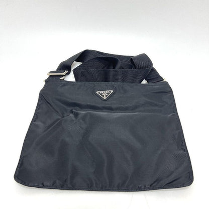 Prada Shoulder Bag Triangle Plate Nylon Black