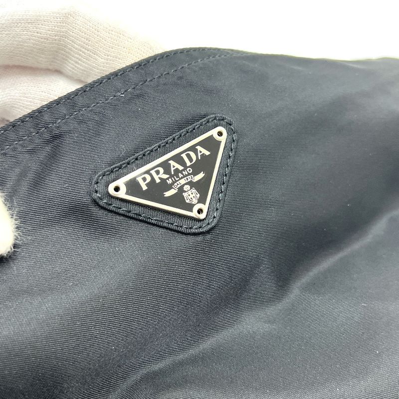 Prada Shoulder Bag Triangle Plate Nylon Black