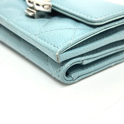 Chanel Trifold Wallet Half Coco Mark Leather Light Blue