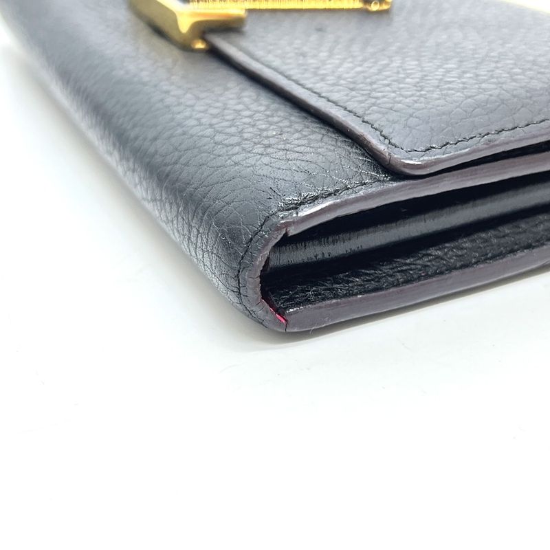 Louis Vuitton Long Wallet Portefeuille Capucines M61248 Taurillon Clemence Noir