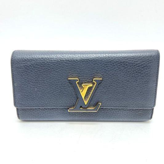 Louis Vuitton Long Wallet Portefeuille Capucines M61248 Taurillon Clemence Noir