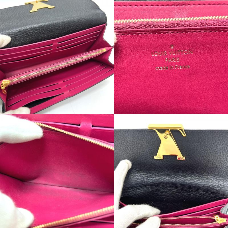 Louis Vuitton Long Wallet Portefeuille Capucines M61248 Taurillon Clemence Noir