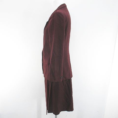 Christian Dior Setup Jacket Knee-Length Flared Skirt Wrap Skirt M Bordeaux Wine