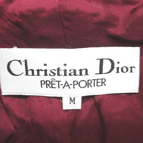 Christian Dior Setup Jacket Knee-Length Flared Skirt Wrap Skirt M Bordeaux Wine