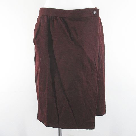 Christian Dior Setup Jacket Knee-Length Flared Skirt Wrap Skirt M Bordeaux Wine