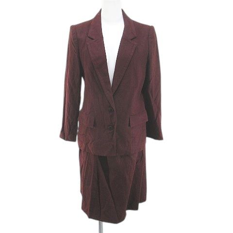 Christian Dior Setup Jacket Knee-Length Flared Skirt Wrap Skirt M Bordeaux Wine