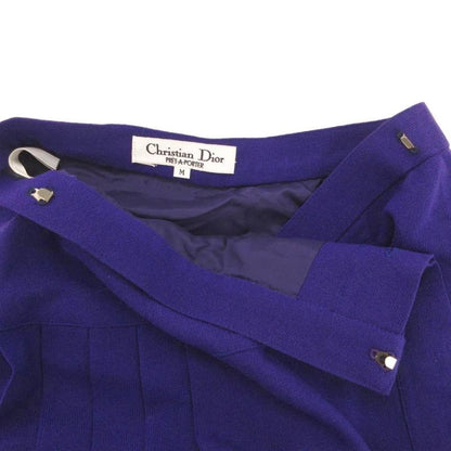 Christian Dior Prêt-À-Porter Wrap Skirt Pleated Mimore Long Wool Button M