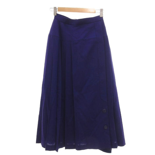 Christian Dior Prêt-À-Porter Wrap Skirt Pleated Mimore Long Wool Button M