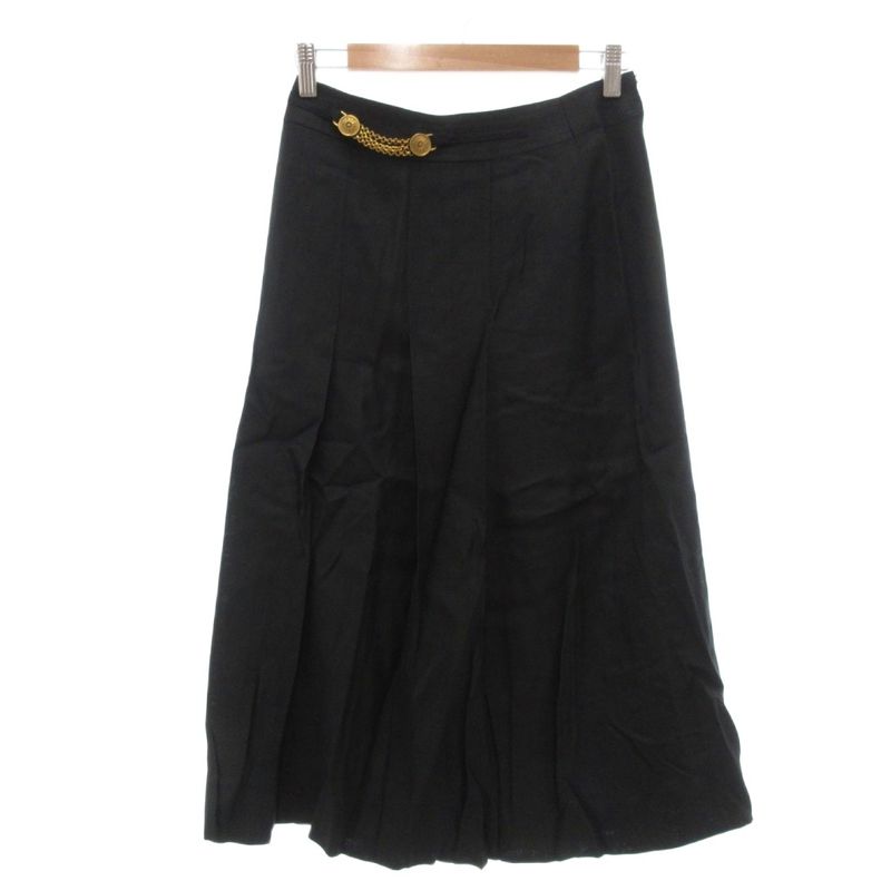 Celine Skirt Pleated Flared Mimore Long Chain Coin 40 Black Nu - Mnk2