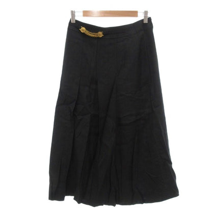 Celine Skirt Pleated Flared Mimore Long Chain Coin 40 Black Nu - Mnk2