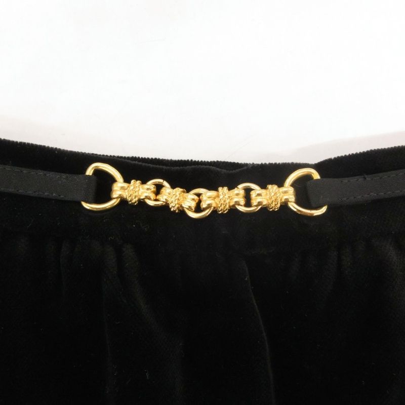 Celine Tight Skirt Mimore Long Velour Chain 42 Black Gold Color Nu