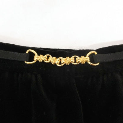 Celine Tight Skirt Mimore Long Velour Chain 42 Black Gold Color Nu