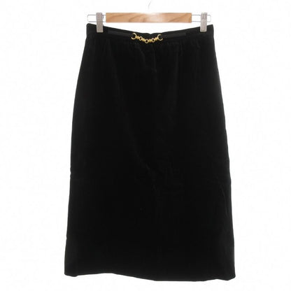 Celine Tight Skirt Mimore Long Velour Chain 42 Black Gold Color Nu