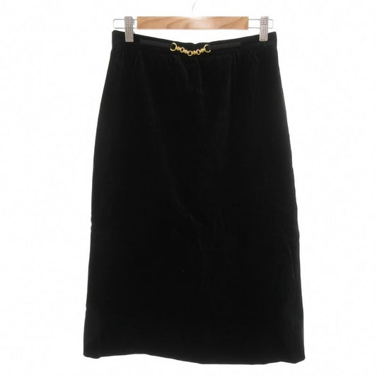 Celine Tight Skirt Mimore Long Velour Chain 42 Black Gold Color Nu