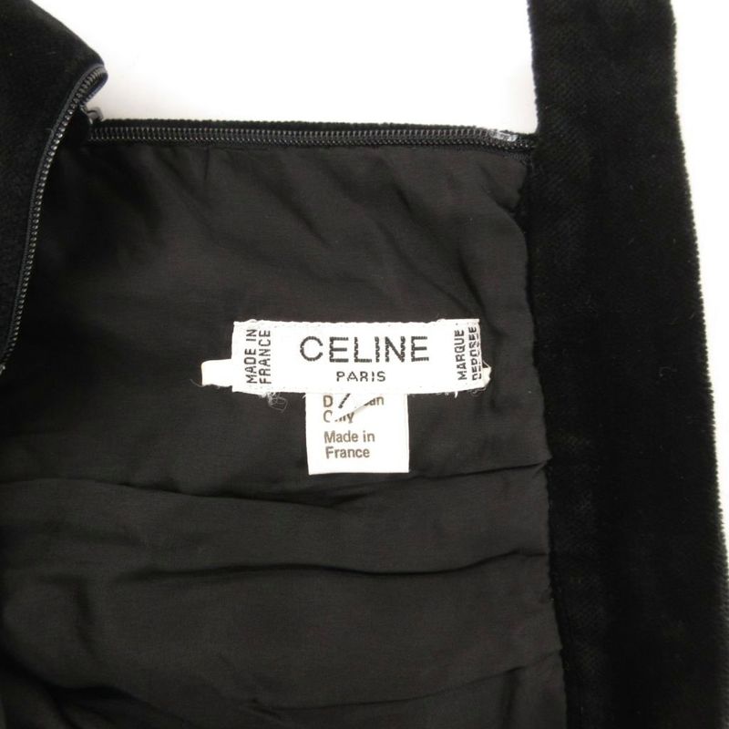 Celine Tight Skirt Mimore Long Velour Chain 42 Black Gold Color Nu