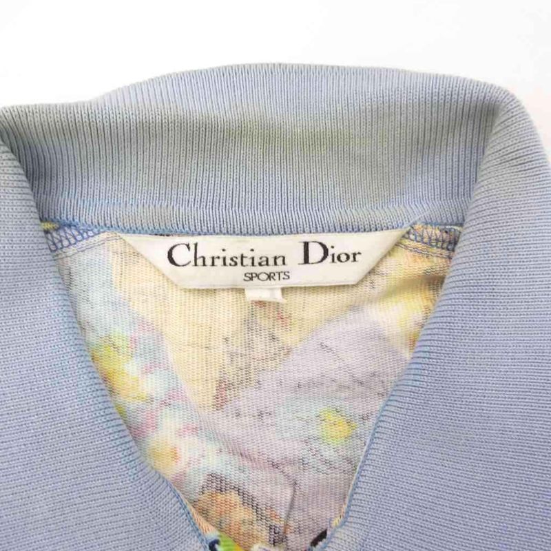 Christian Dior Sport Polo Shirt Long Sleeves Total Pattern M Light Blue Light