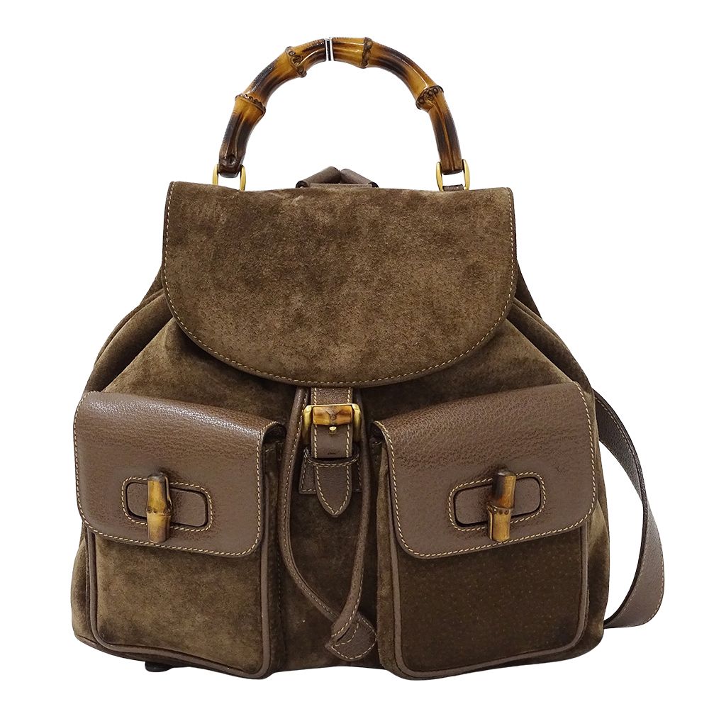 Gucci Bag Women'S Brand Rucksack Bamboo Suede Brown 003 9058 0016 Mini Rucksack