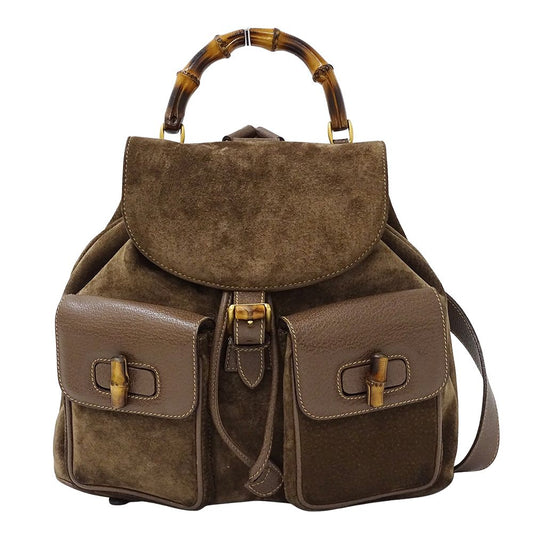 Gucci Bag Women'S Brand Rucksack Bamboo Suede Brown 003 9058 0016 Mini Rucksack