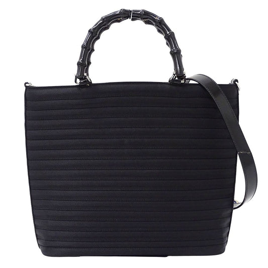 Gucci Bag Ladies Brand Handbag Shoulder Bag 2way Bamboo Nylon Black 000 1998