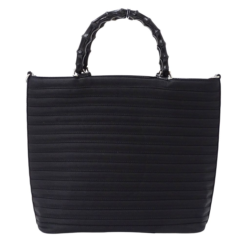 Gucci Bag Ladies Brand Handbag Shoulder Bag 2way Bamboo Nylon Black 000 1998