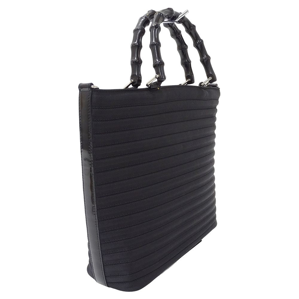 Gucci Bag Ladies Brand Handbag Shoulder Bag 2way Bamboo Nylon Black 000 1998
