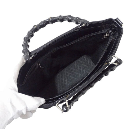 Gucci Bag Ladies Brand Handbag Shoulder Bag 2way Bamboo Nylon Black 000 1998