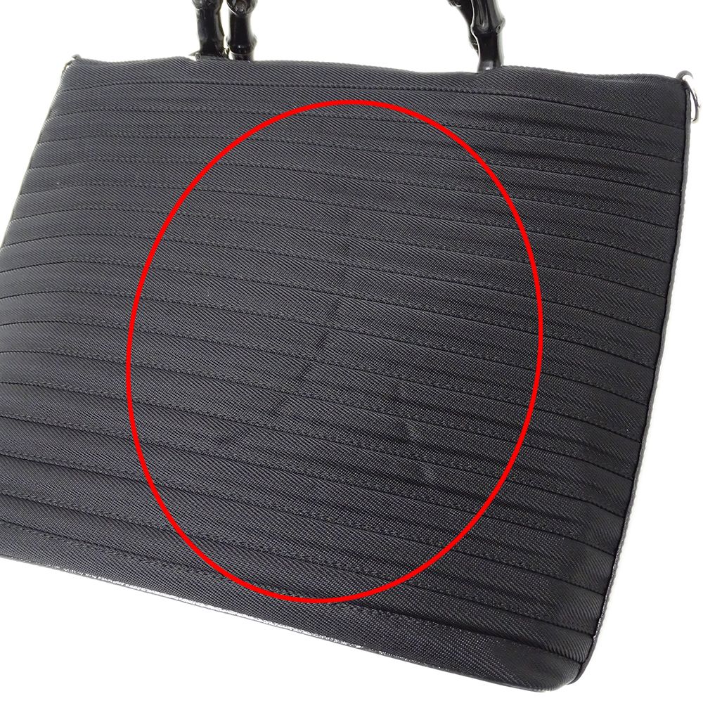 Gucci Bag Ladies Brand Handbag Shoulder Bag 2way Bamboo Nylon Black 000 1998