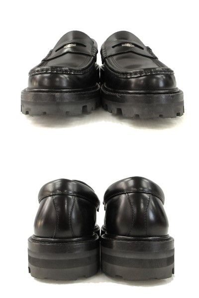 Celine Triomphe Margaret Penny Chunky Loafers 37 Black Leather Shoes Aa