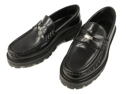 Celine Triomphe Margaret Penny Chunky Loafers 37 Black Leather Shoes Aa