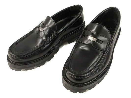 Celine Triomphe Margaret Penny Chunky Loafers 37 Black Leather Shoes Aa