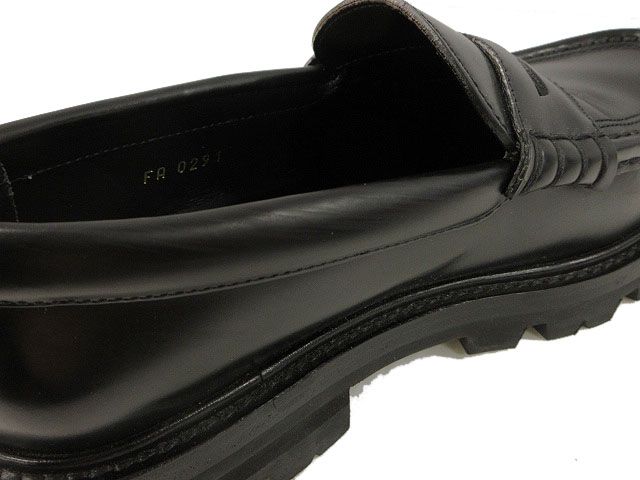 Celine Triomphe Margaret Penny Chunky Loafers 37 Black Leather Shoes Aa