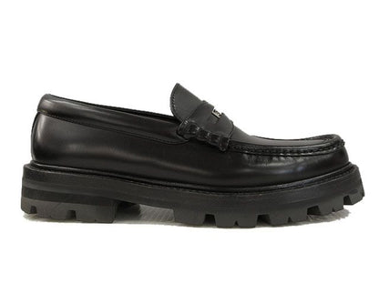 Celine Triomphe Margaret Penny Chunky Loafers 37 Black Leather Shoes Aa