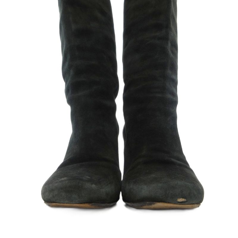 Prada Long Boots 36.5 22.5cm (8.86in) Shoes High Heel Chunky Heel Suede Black Ae