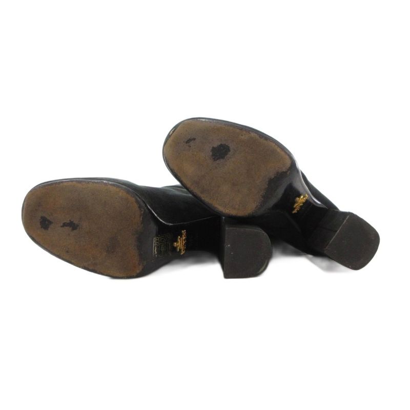 Prada Long Boots 36.5 22.5cm (8.86in) Shoes High Heel Chunky Heel Suede Black Ae