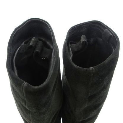 Prada Long Boots 36.5 22.5cm (8.86in) Shoes High Heel Chunky Heel Suede Black Ae