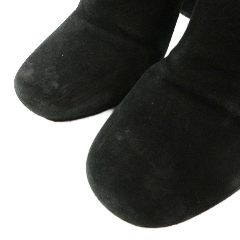 Prada Long Boots 36.5 22.5cm (8.86in) Shoes High Heel Chunky Heel Suede Black Ae