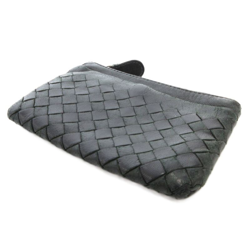 Bottega Veneta Intrecciato Coin Case Coin Purse Leather with Key Ring Genuine